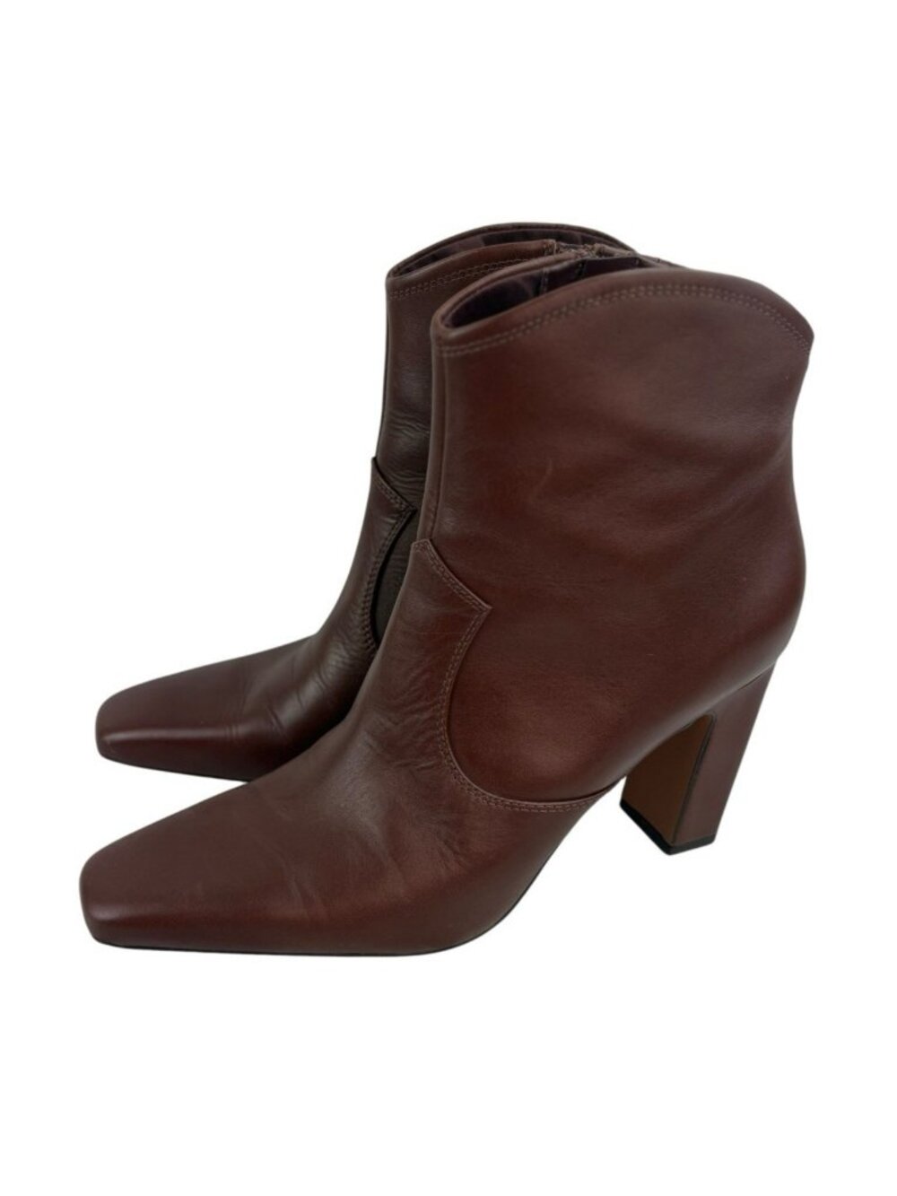 Franco Sarto Bayden Heeled Boots Womens Size 10M Brown Leather Classic Mid Ankle